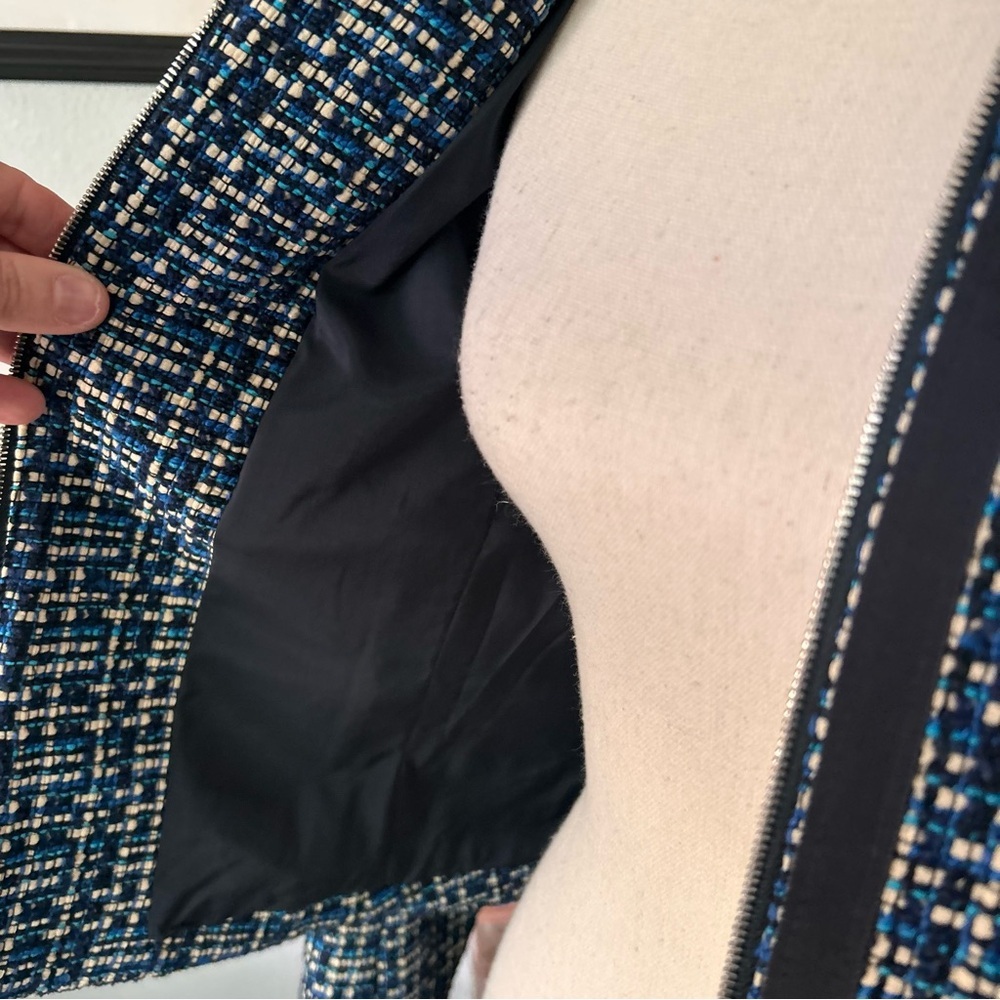 Hugo Boss Janopus Zip Front Tweed Blazer Jacket in Navy Blue Sz 4 - Picture 9 of 12
